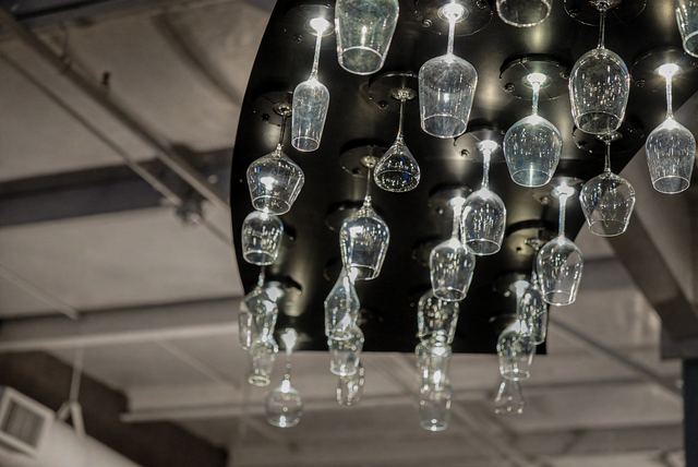 Wine glass chandelier detail